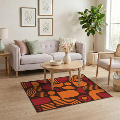 Orange Geometric Modern Area Rug