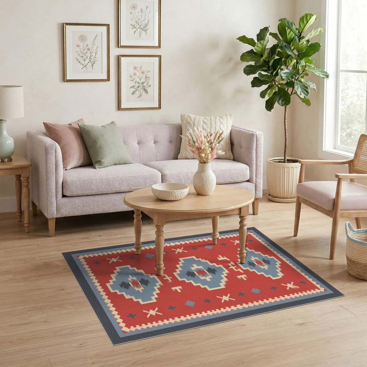 Red Southwestern Geometric Area Rug