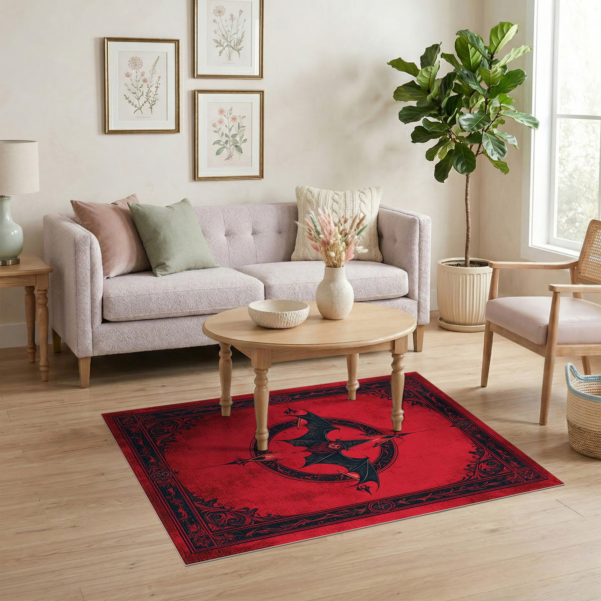 Red Bat Witch Area Rug