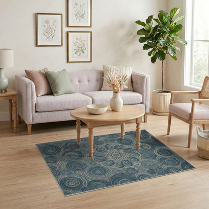 Blue Swirl Abstract Area Rug