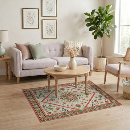 Red Medallion Red Floral Medallion Vintage Area Rug