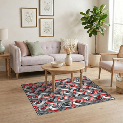 Multi-color and Patterns Red Swirl Abstract Area Rug