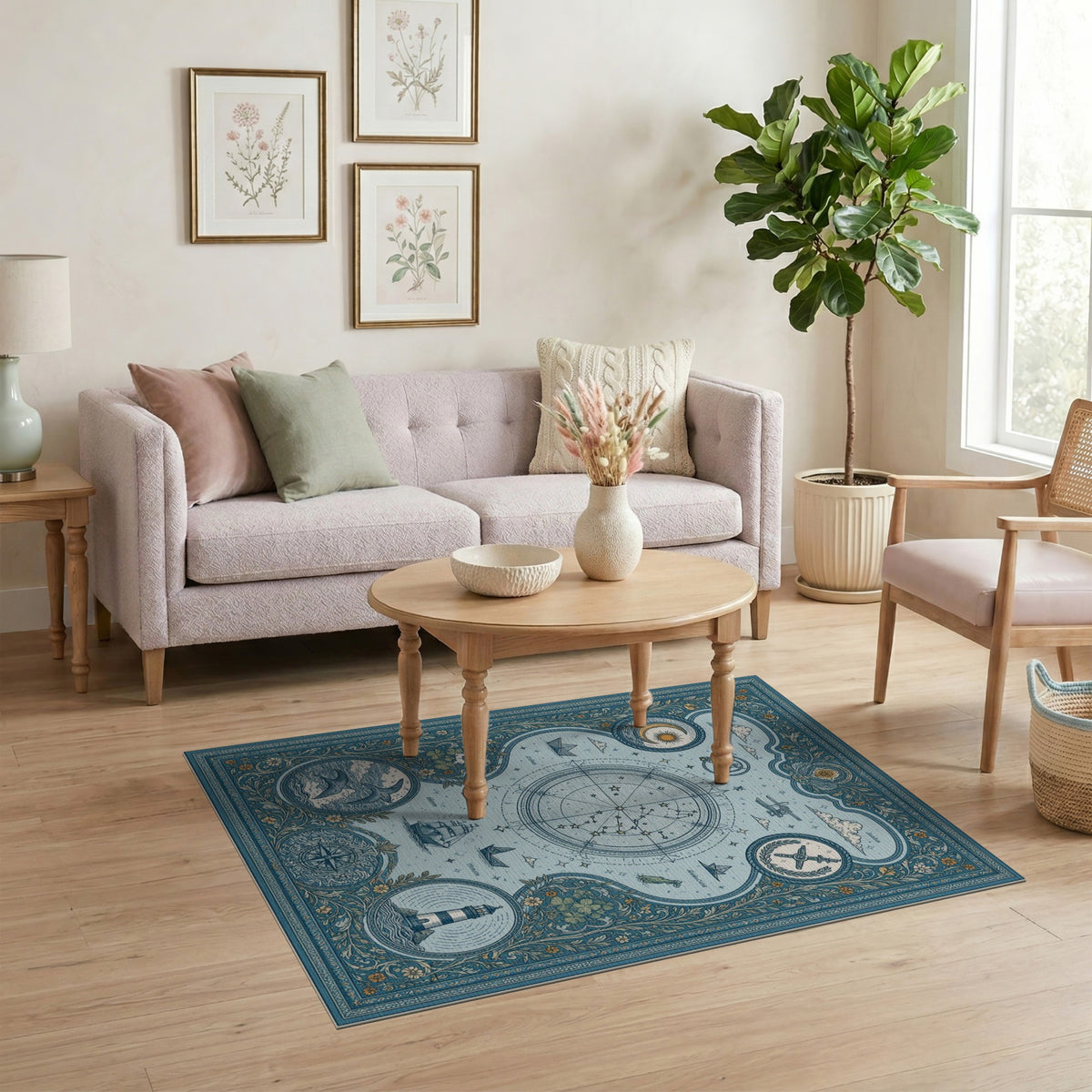 Celestial Nautical Compass Area Rug