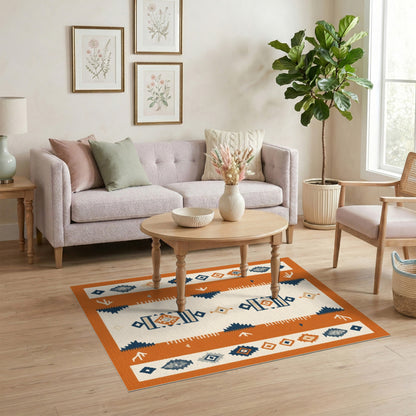 Orange Southwestern Geometric Area Rug