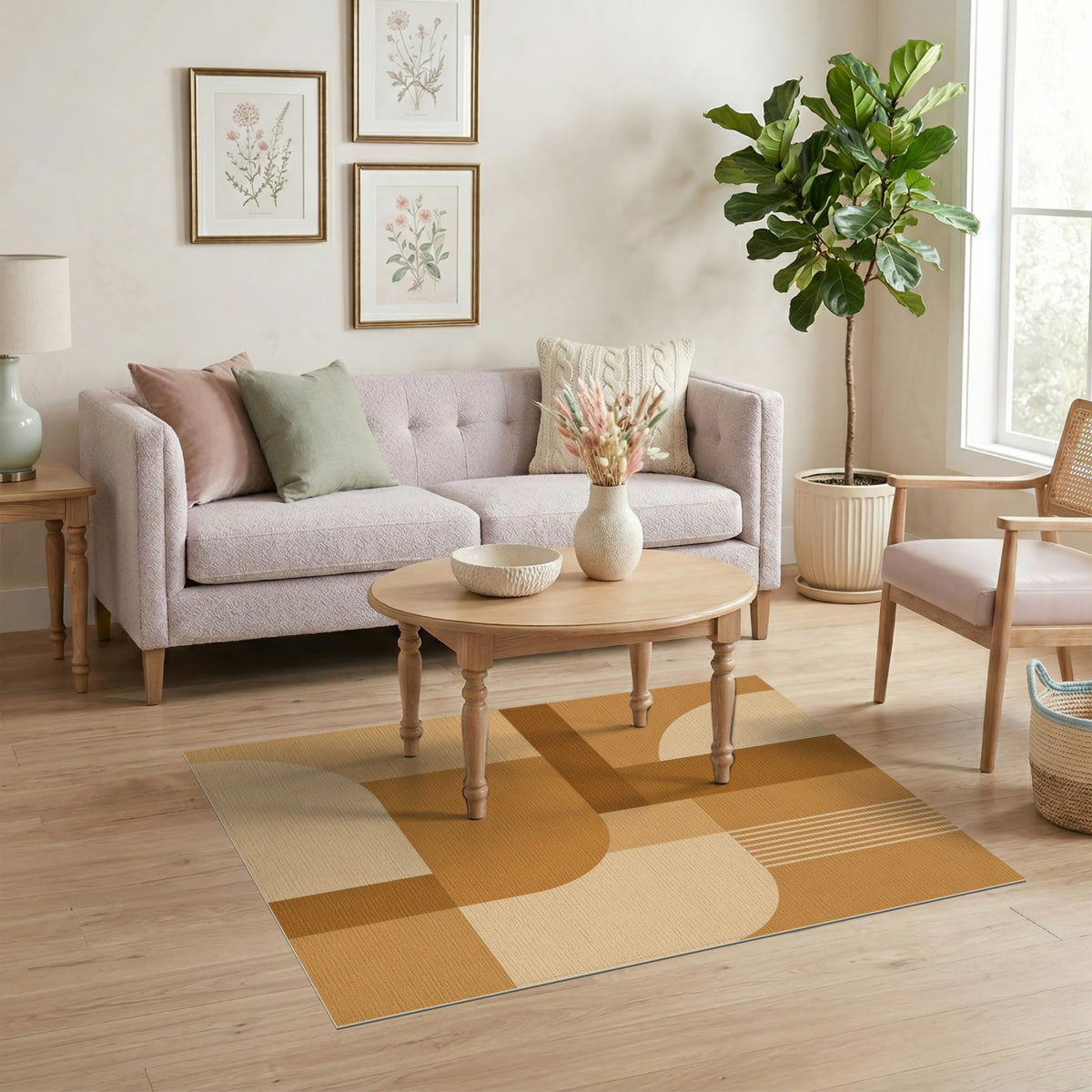 Geometric Modern Brown and Tan Geometric Brown Tan Area Rug