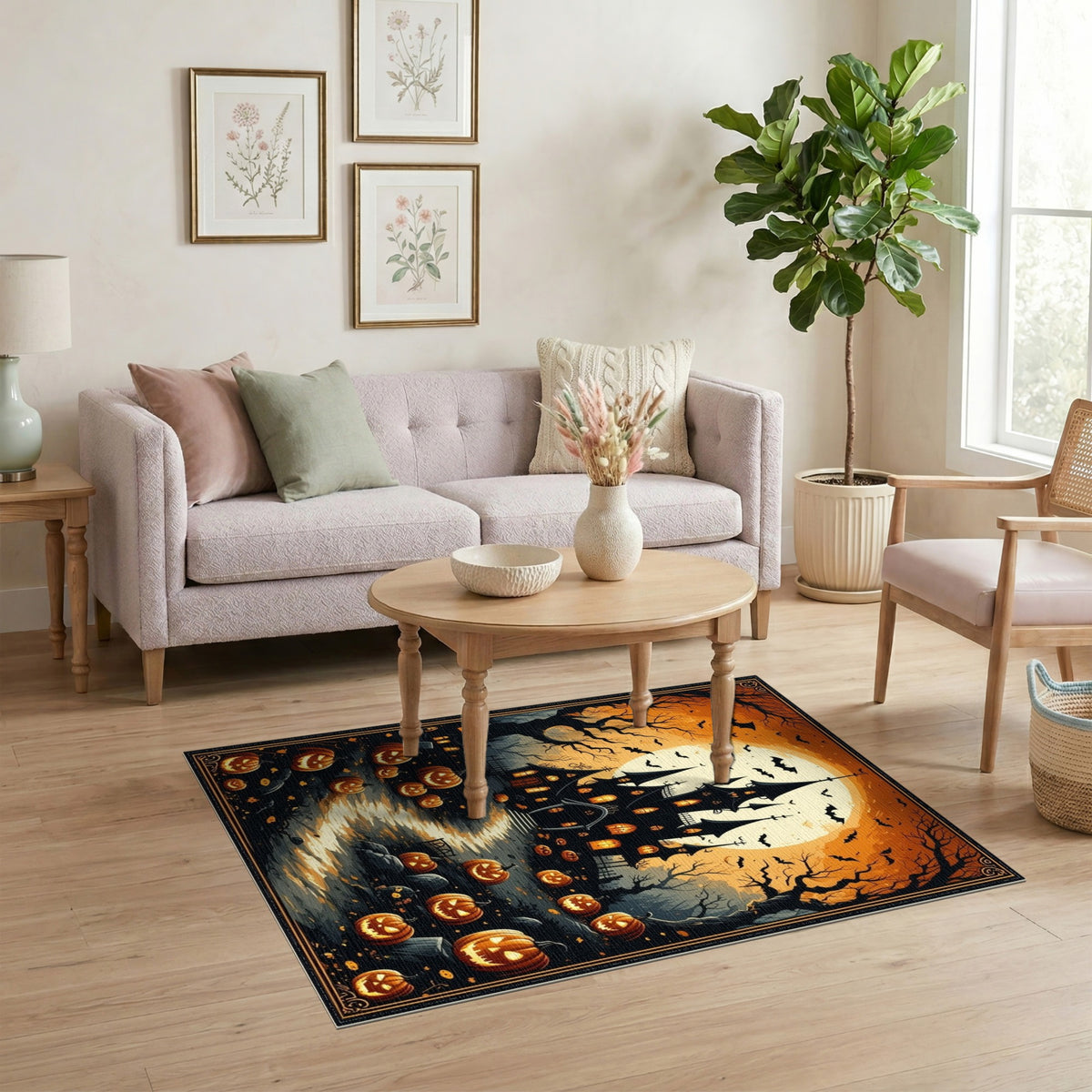 ODIKA Halloween Haunted Mansion Pumpkin Rug