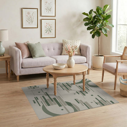 Green Geometric Abstract Area Rug