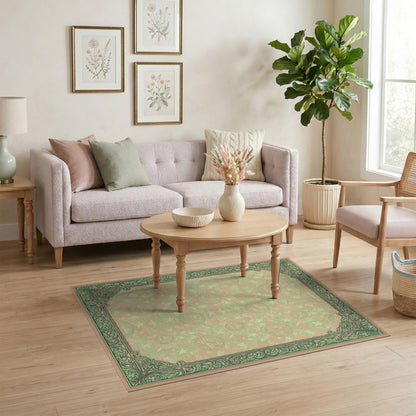 Retro Disco Ball Stars Green Border Rug