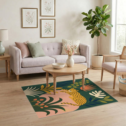 Sleeping Leopard Jungle Washable Area Rug
