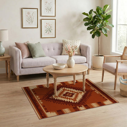 Southwestern Brown Diamond Geometric Area Rug
