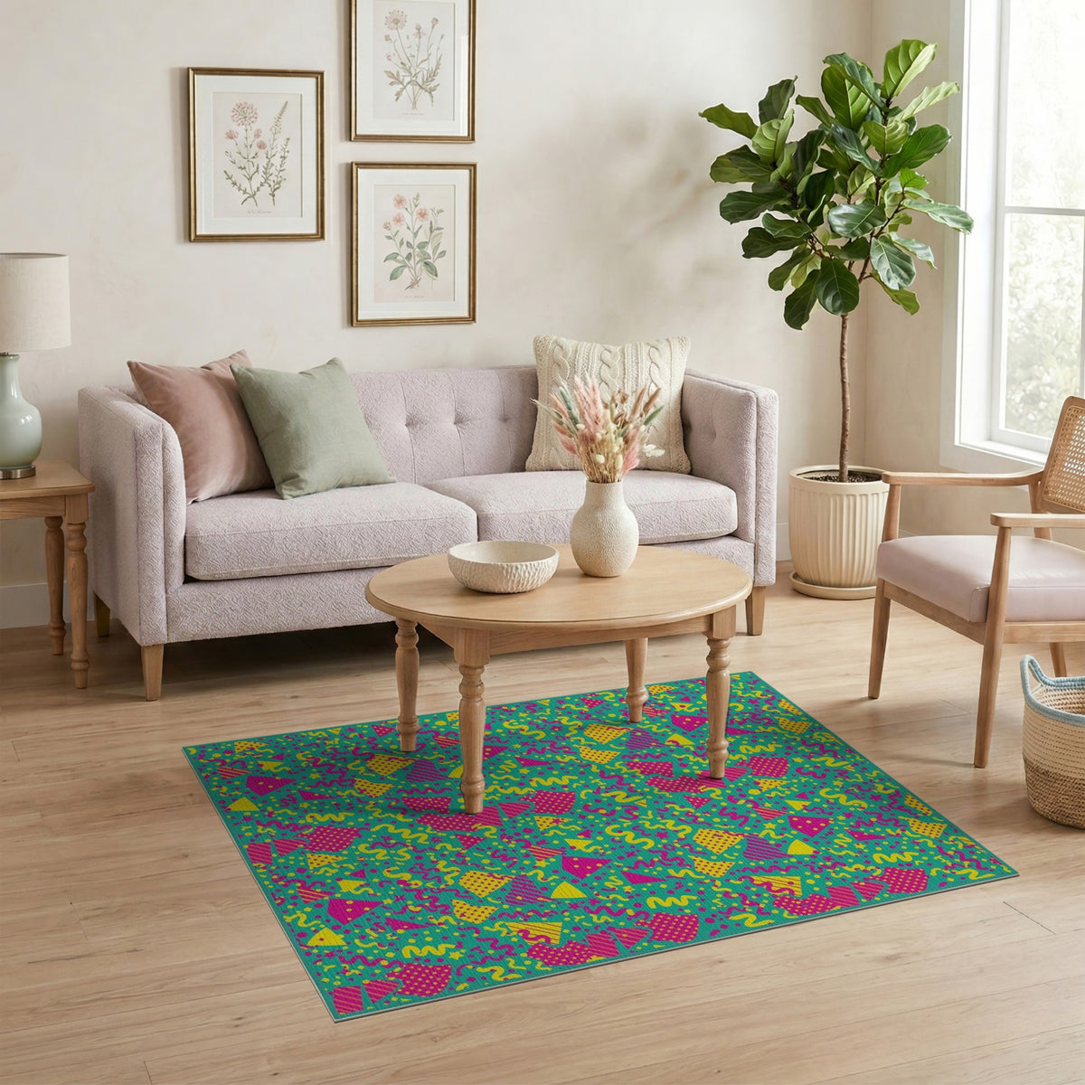 Vibrant Teal Confetti Kids Area Rug