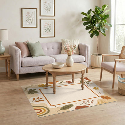 Brown and Tan Boho Chic Brown Tan Leaf Area Rug