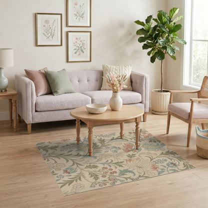 Vintage Floral Beige Area Rug