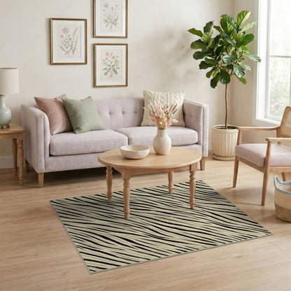 Zebra Stripe Beige Area Rug