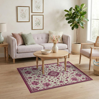 Pink Floral Medallion Vintage No. 10 Area Rug