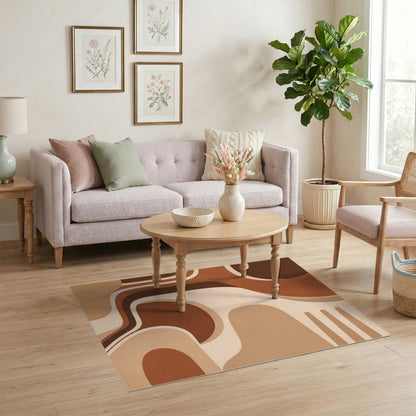 Brown and Tan Brown Tan Organic Abstract Area Rug