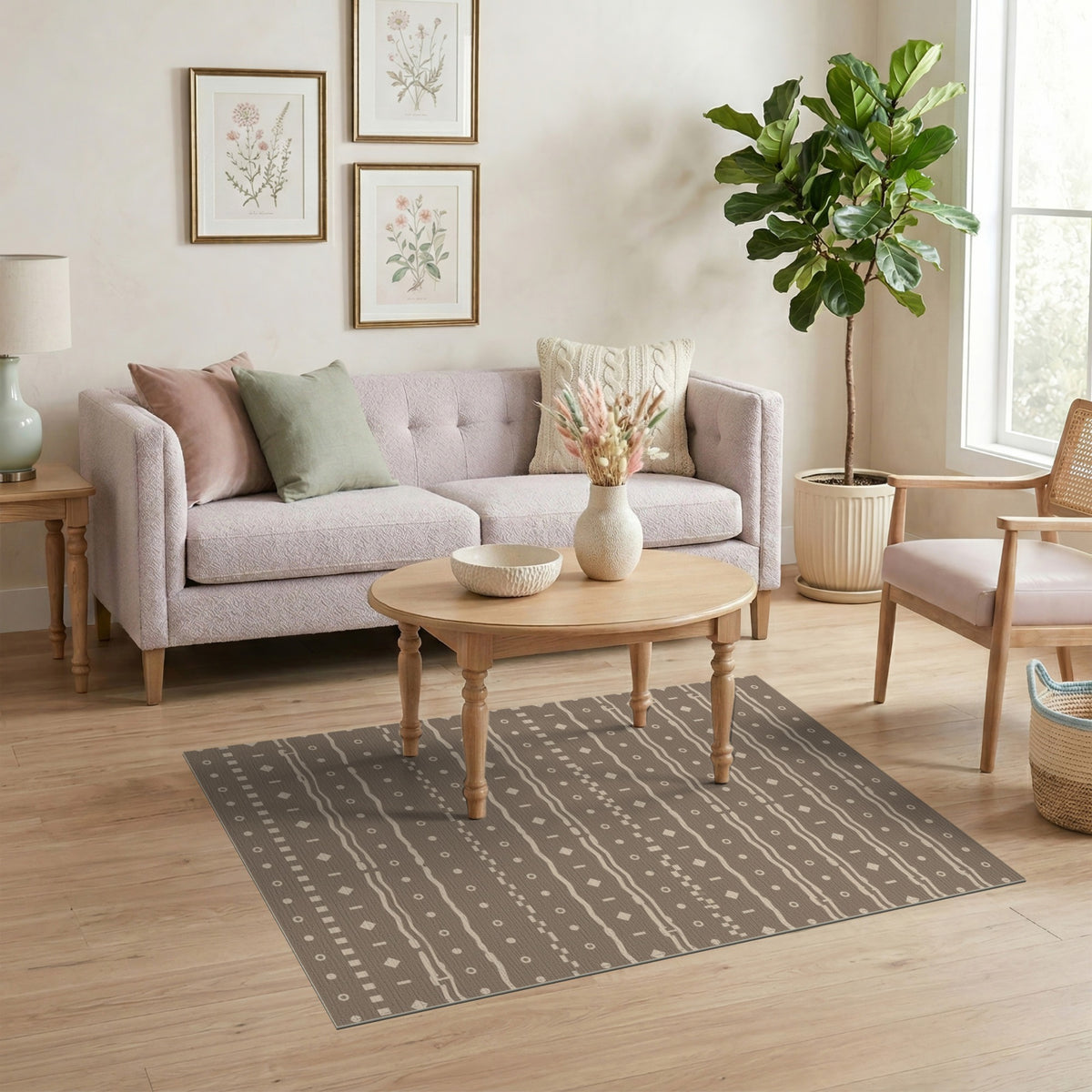 Brown Tan Heritage Tribal Area Rug