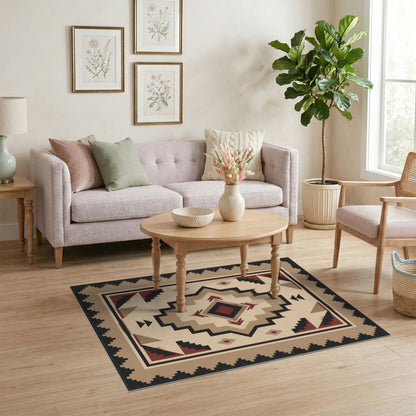 Brown and Tan Southwestern Geometric Area Rug