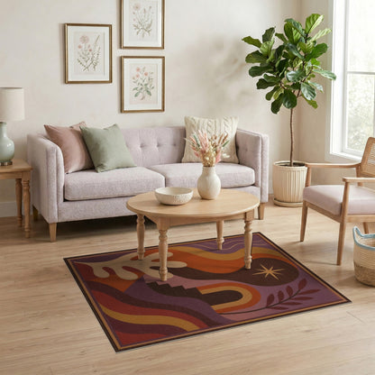 Abstract Purple Star Area Rug