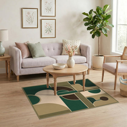 Green Geometric Area Rug