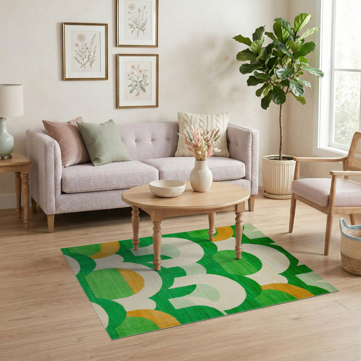 Green Geometric Arch Area Rug