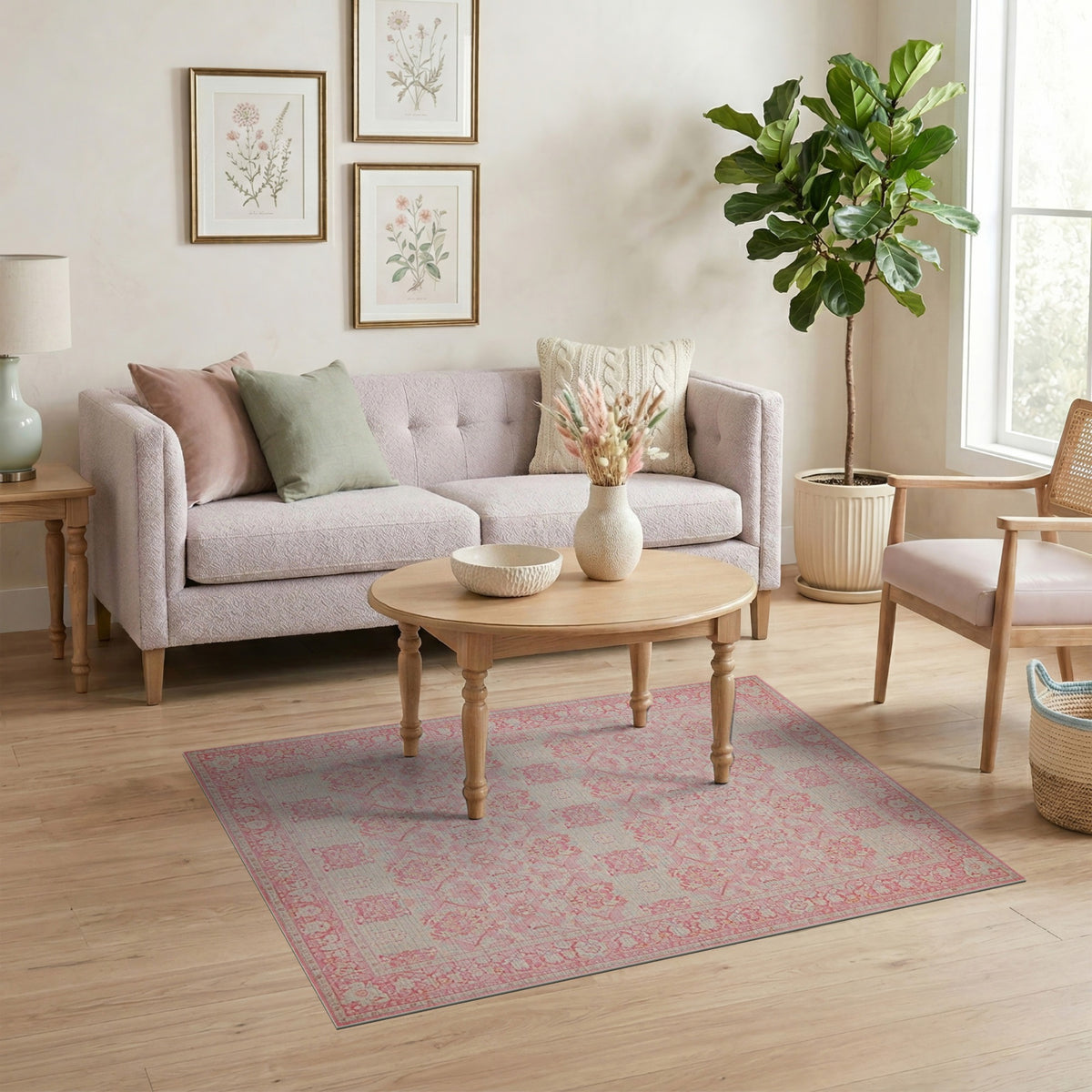 Pink Vintage Floral No. 2 Area Rug