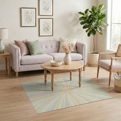 Pastel Sunburst Geometric Area Rug