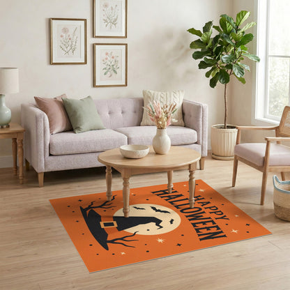 Happy Halloween Witch Hat Orange Area Rug