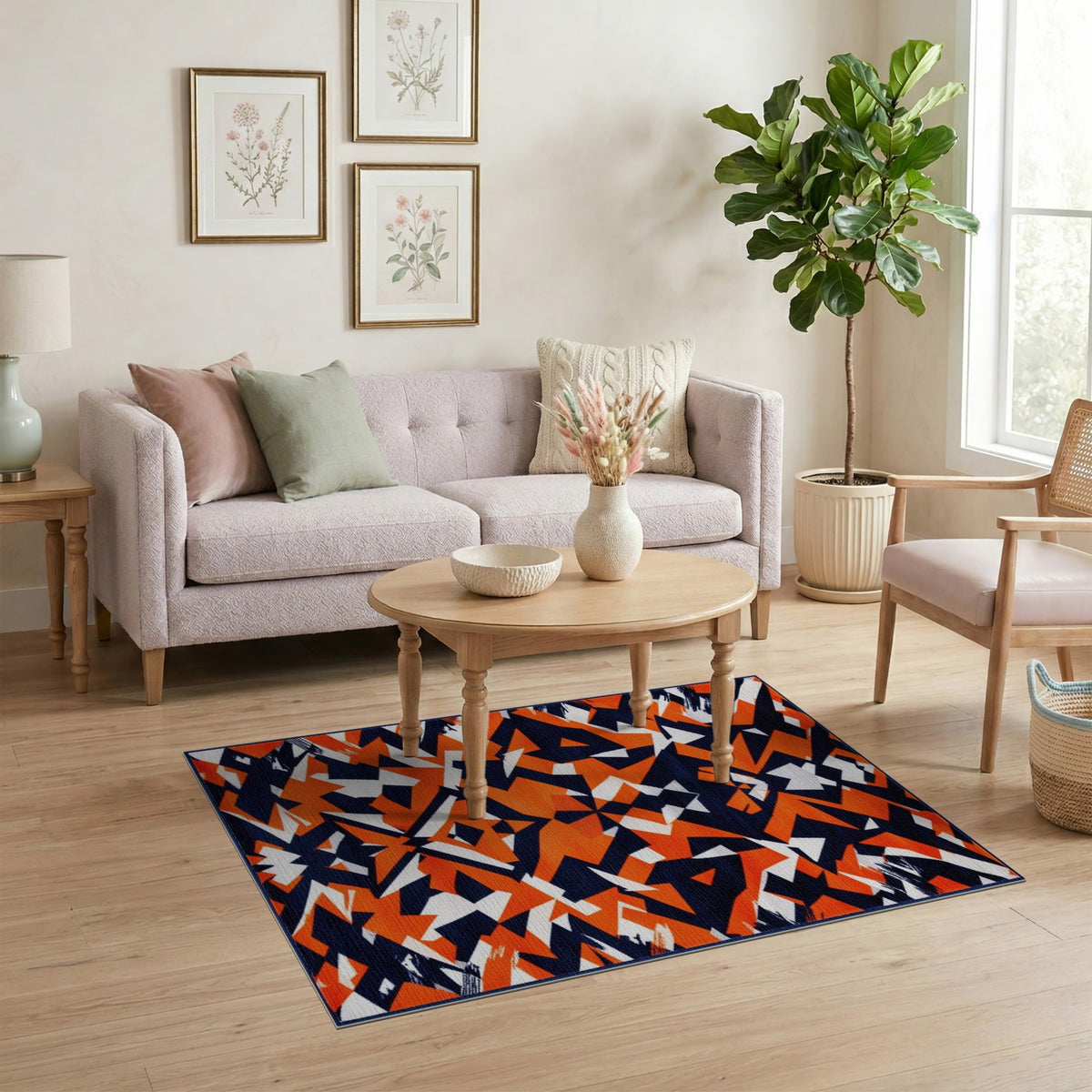 Geometric Modern Multi-color and Patterns Bold Orange Geometric Area Rug