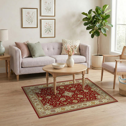 Red Persian Floral Medallion Area Rug