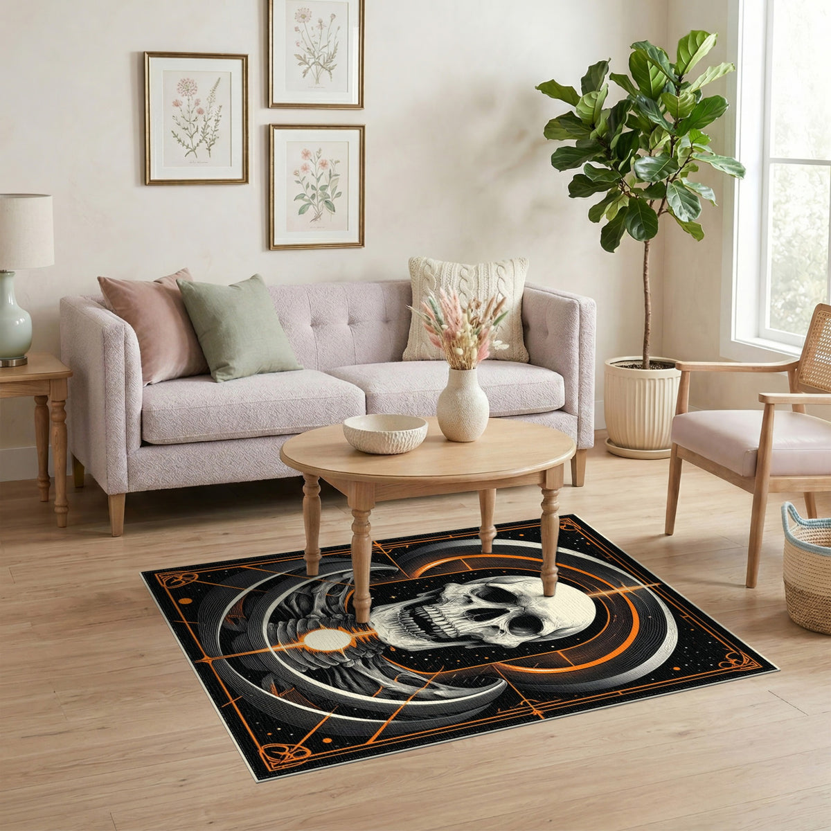 Eclipse Skull Geometric Area Rug