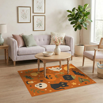 Multi-color and Patterns Cute Halloween Cartoon Kids Area Rug