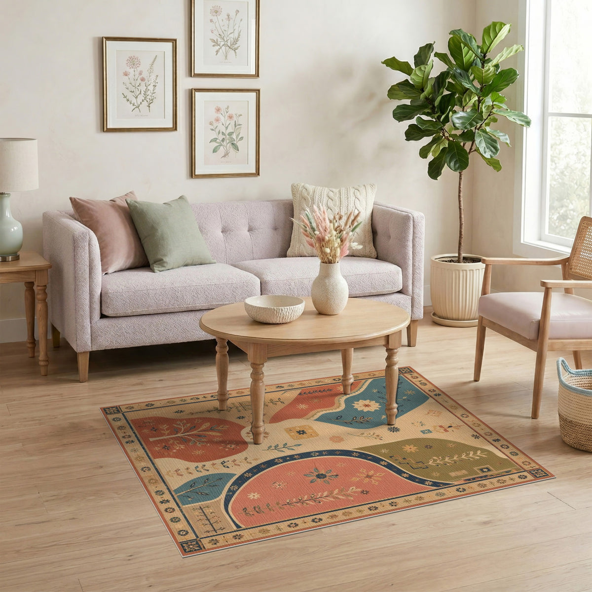 Vintage Floral Abstract Area Rug