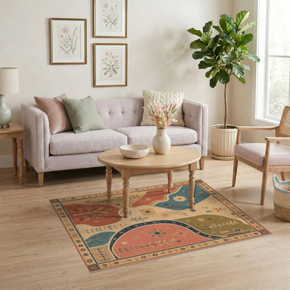 Vintage Floral Abstract Area Rug