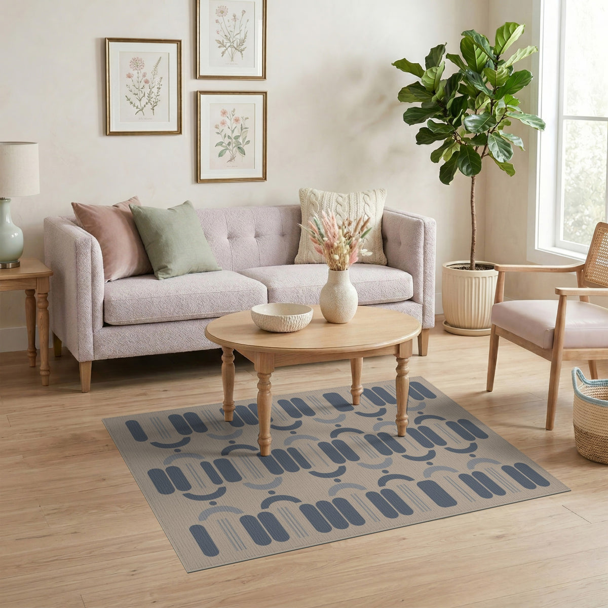 Blue Geometric Area Rug