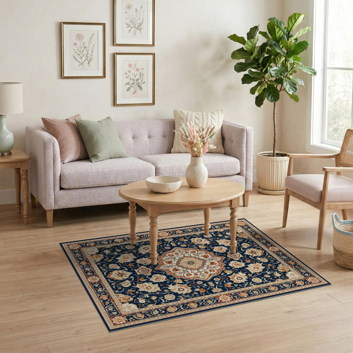 Medallion Navy Persian Floral Medallion Area Rug