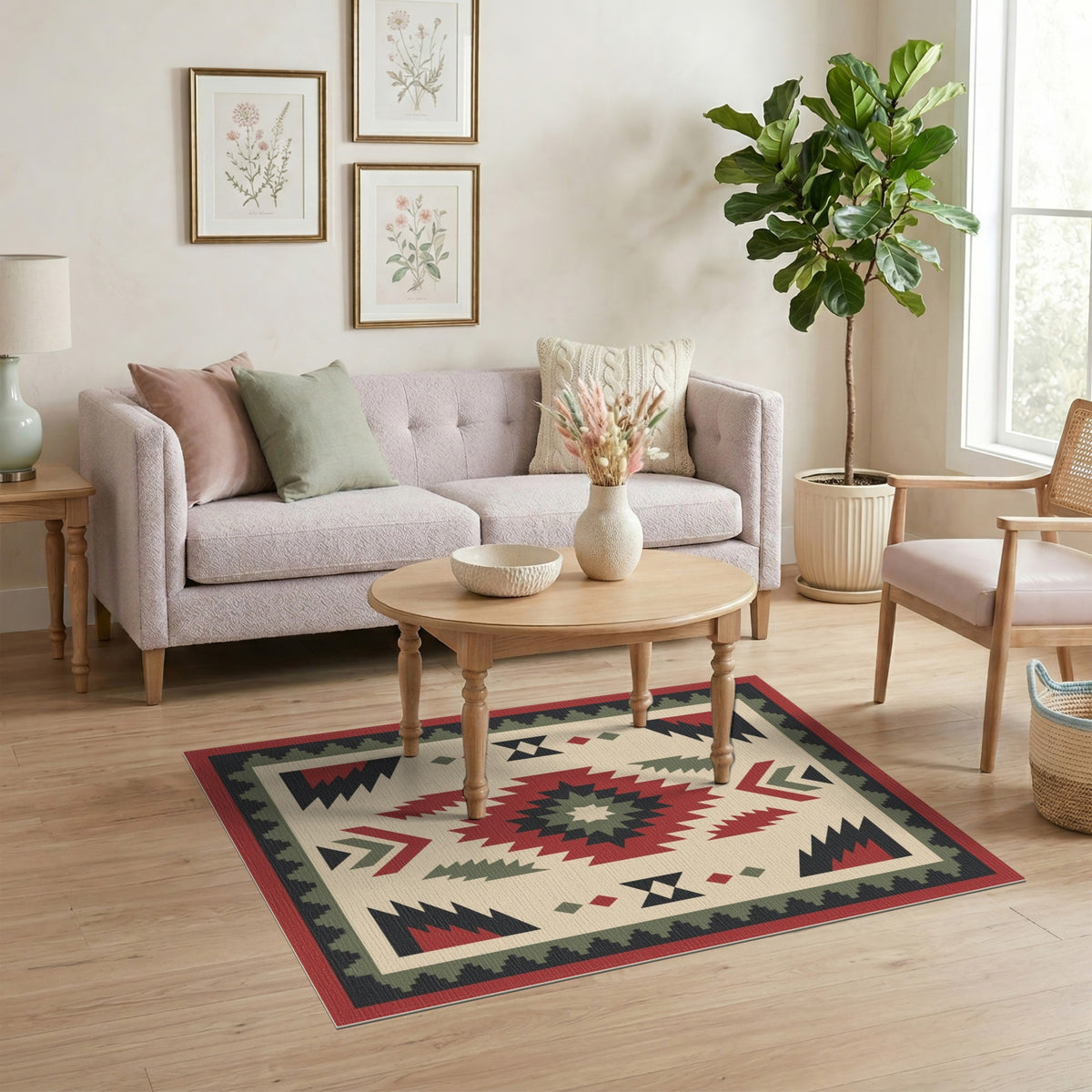 Red Southwestern Geometric Area Rug