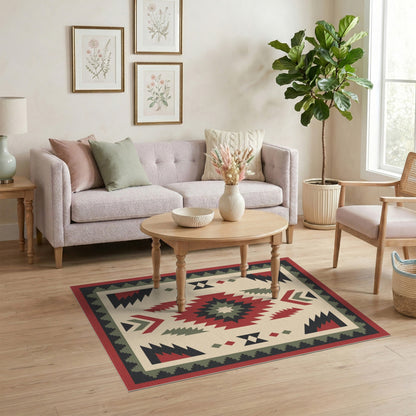 Red Southwestern Geometric Area Rug