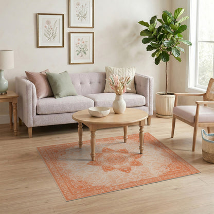 Orange Persian Medallion Area Rug
