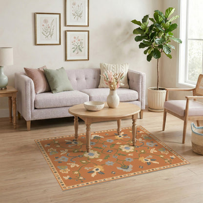 Terracotta Floral Vintage Area Rug