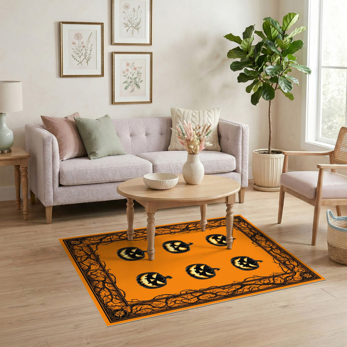 Jack-o'-Lantern Halloween Orange Area Rug