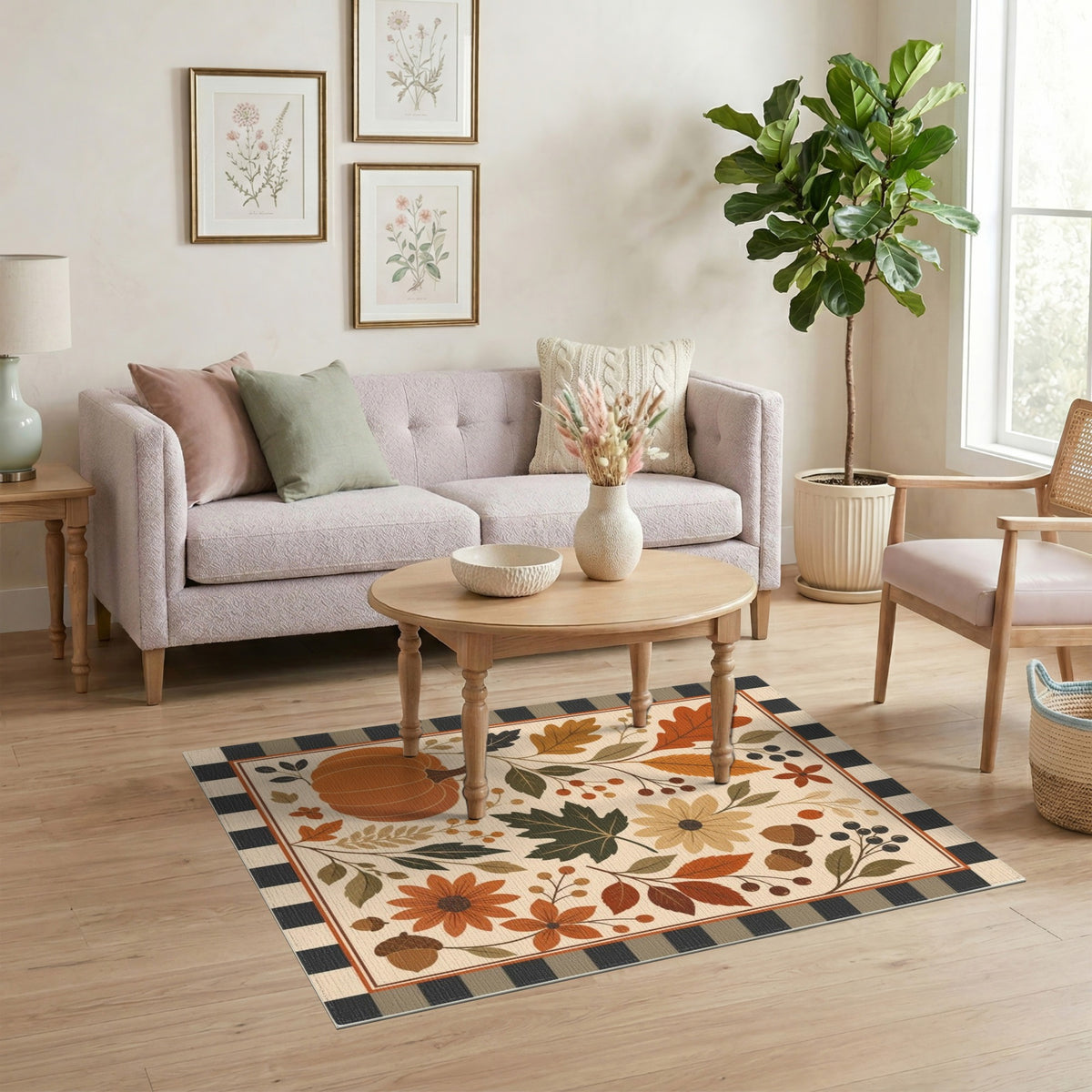Autumn Harvest Floral Washable Area Rug