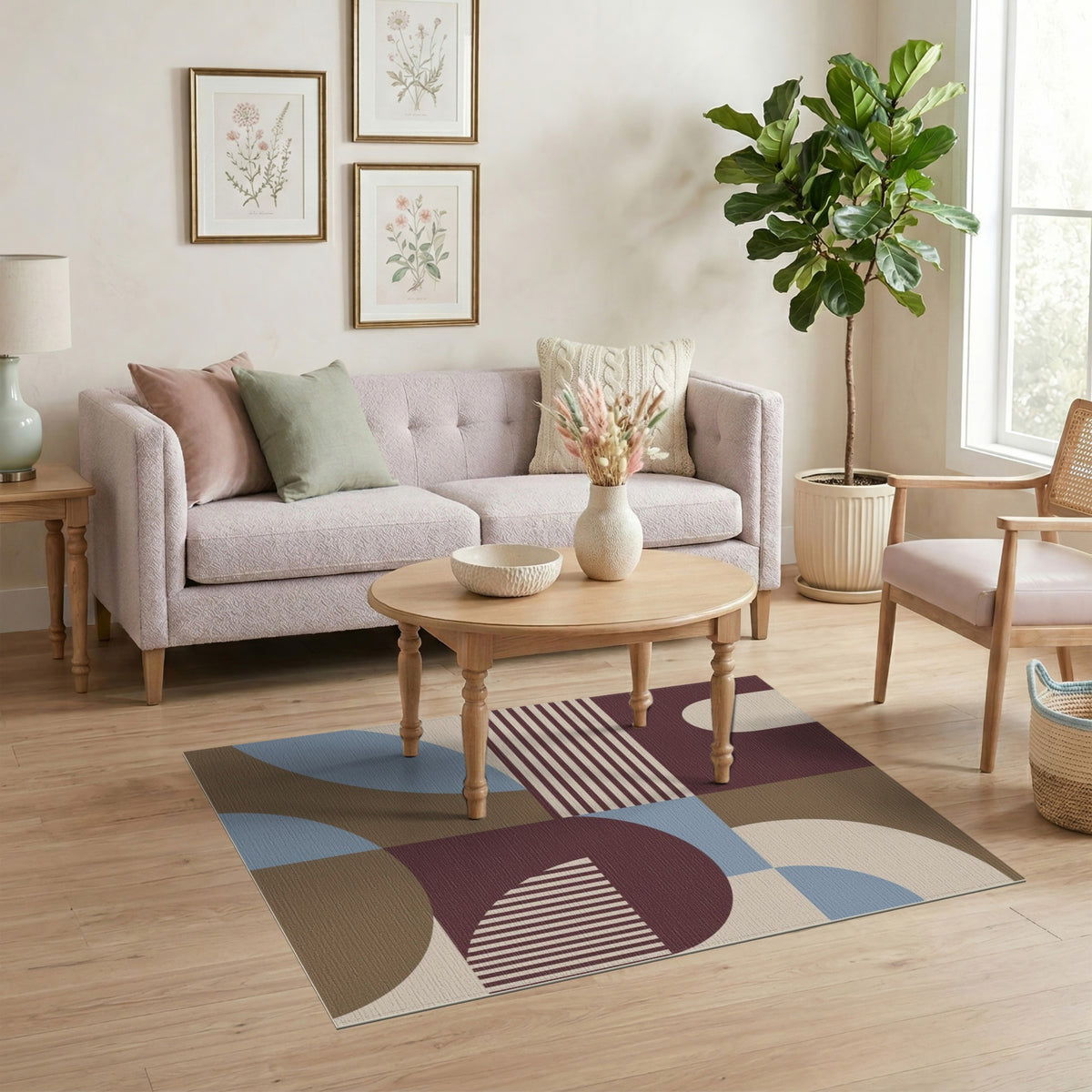 Contemporary Geometric Brown Area Rug