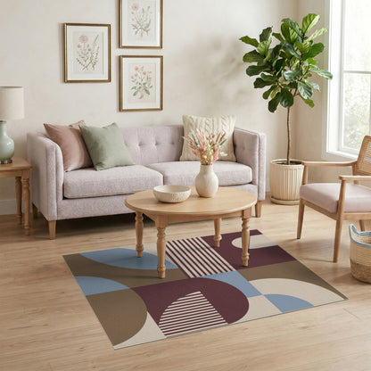 Contemporary Geometric Brown Area Rug