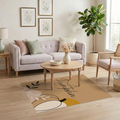 Rustic Farmhouse Brown and Tan Hey There Pumpkin Area Rug