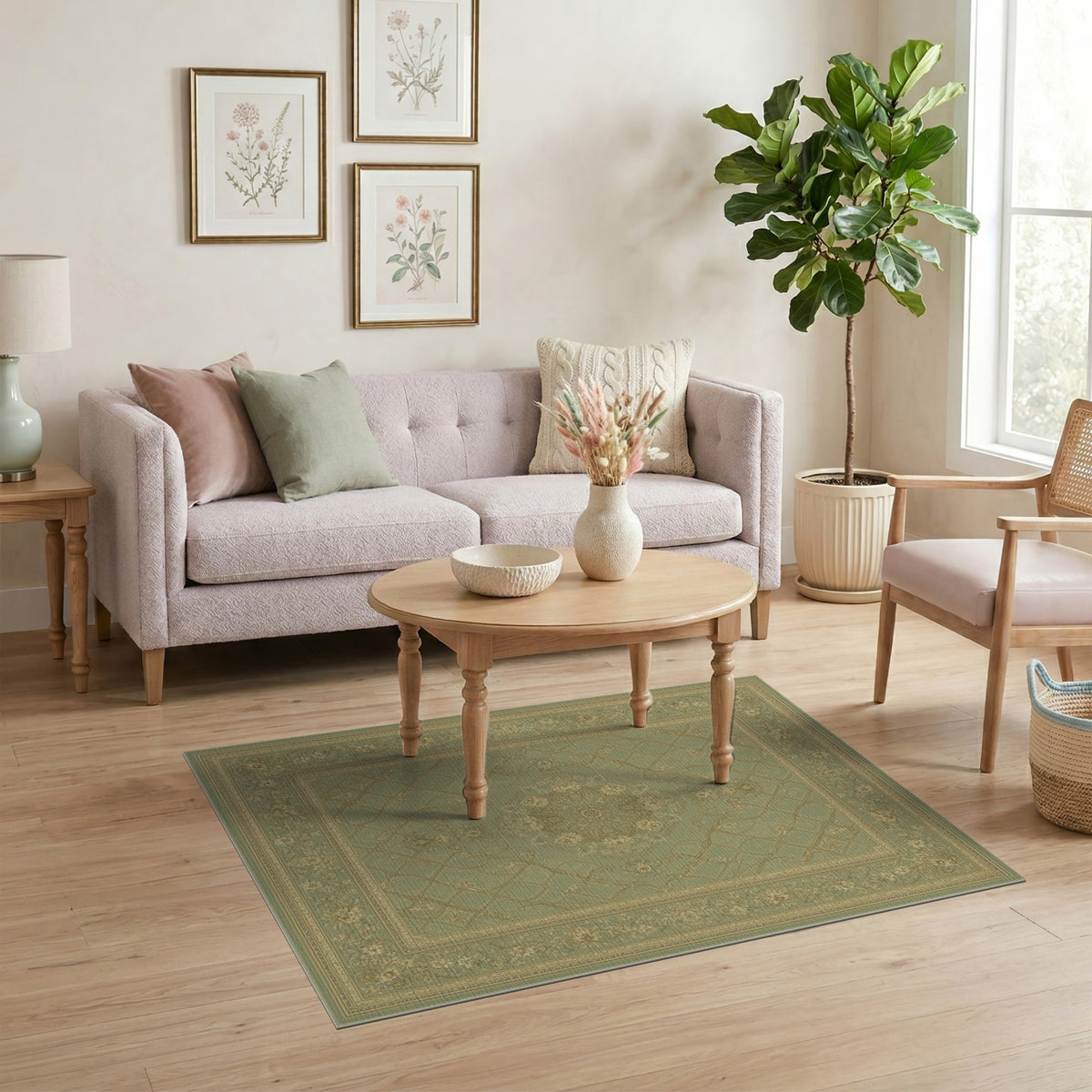 Sage Green Floral Vintage No. 41 Area Rug