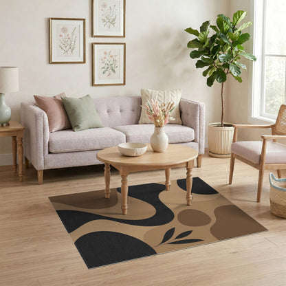 Brown Tan Abstract Organic Area Rug