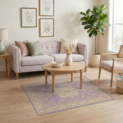 Traditional Persian Purple Gold Floral Persian Area Rug