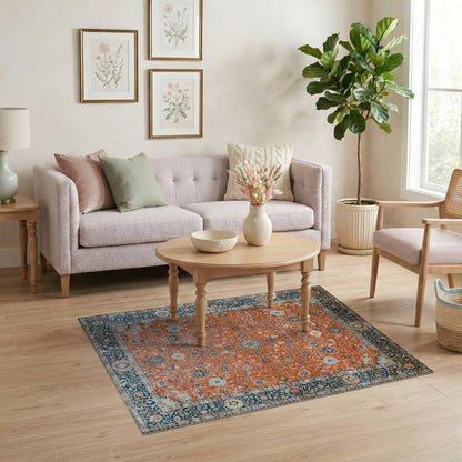Traditional Persian Orange Persian Floral Area Rug