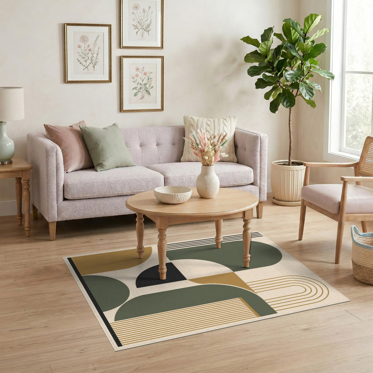 Modern Geometric Arch Beige Area Rug